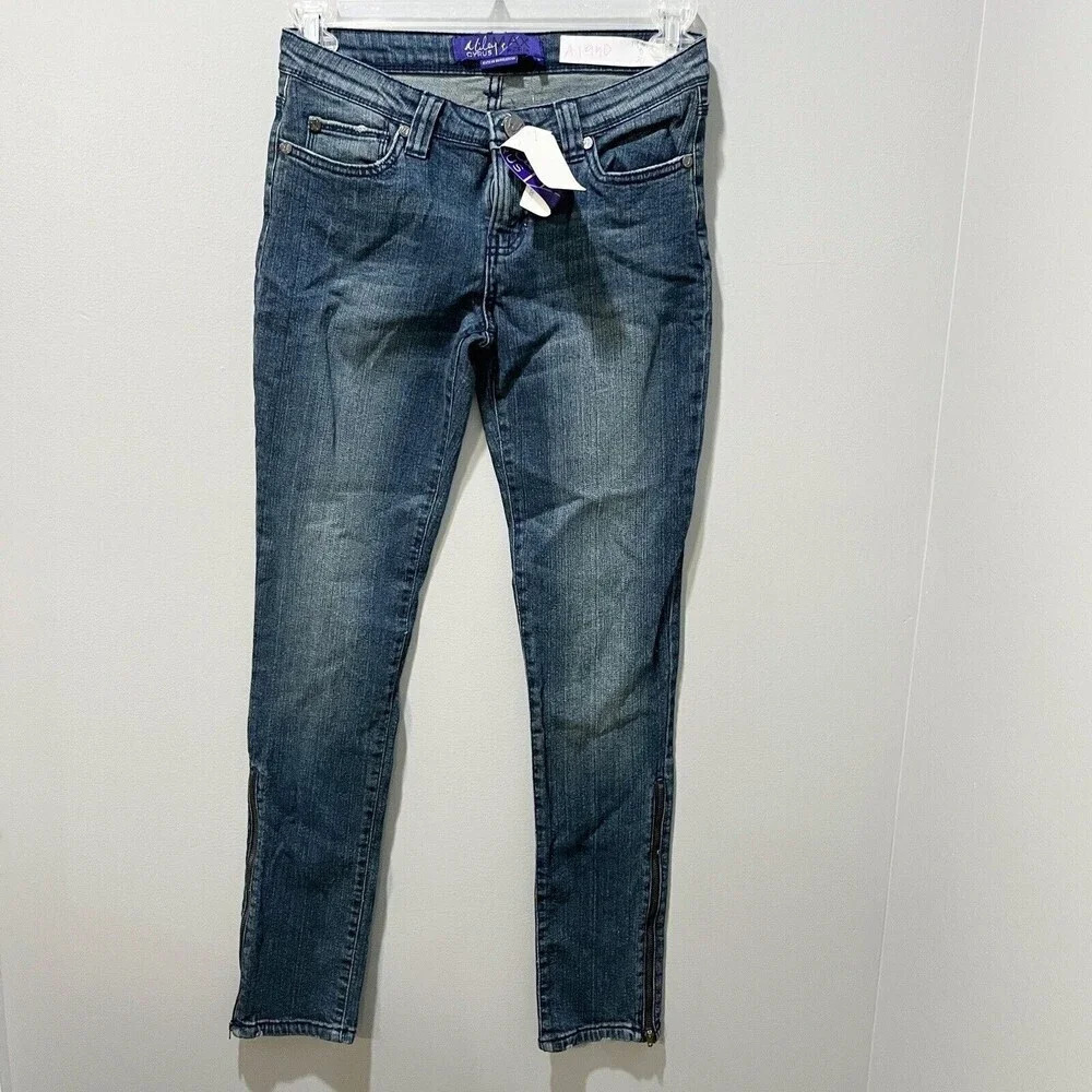 Miley Cyrus Juniors Skinny Jeans 9 Ankle Zip Rinsdden Low Rise